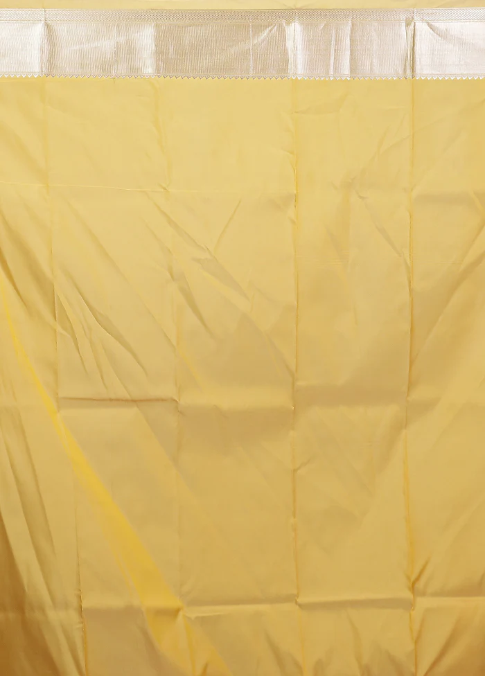 Yellow Kanjivaram Silk Saree With Blouse Piece - Image 5