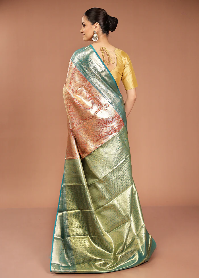 Yellow Kanjivaram Silk Saree With Blouse Piece - Image 3