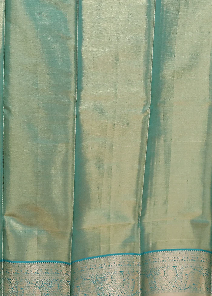 Yellow Kanjivaram Silk Saree With Blouse Piece - Image 5