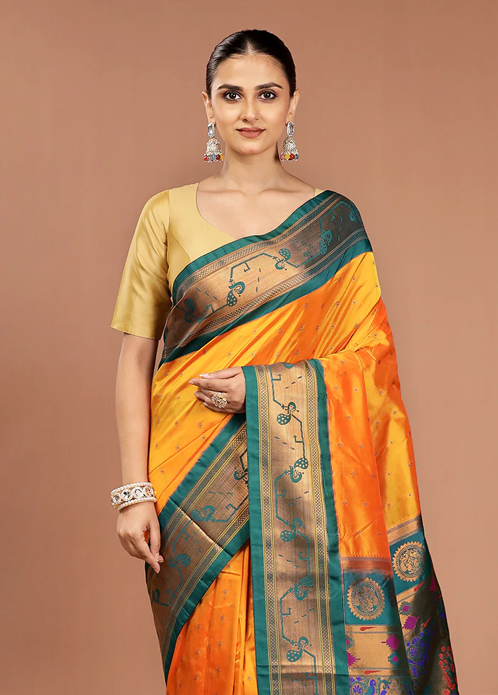 Yellow Kanjivaram Silk Saree With Blouse Piece