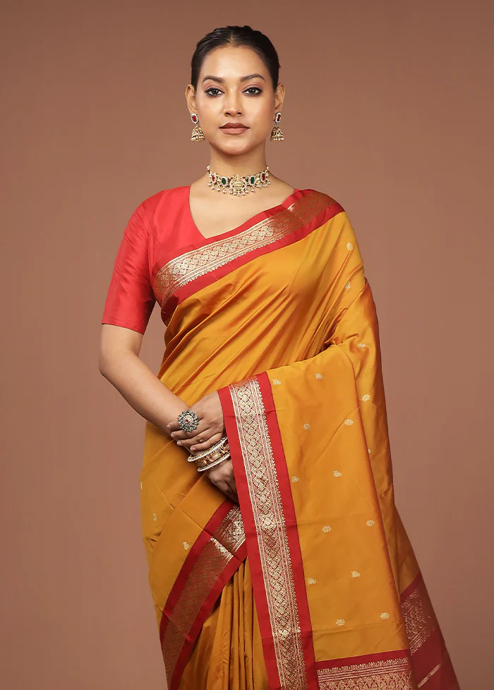 Yellow Kanjivaram Silk Saree With Blouse Piece