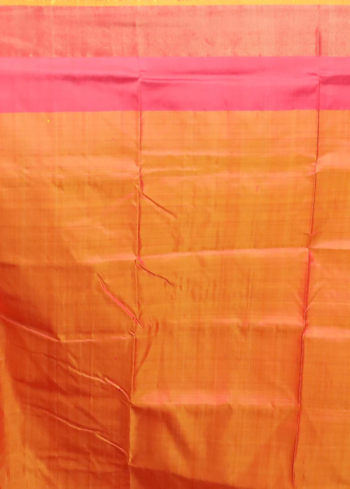 Yellow Kalakshetra Silk Saree With Blouse Piece - Image 5