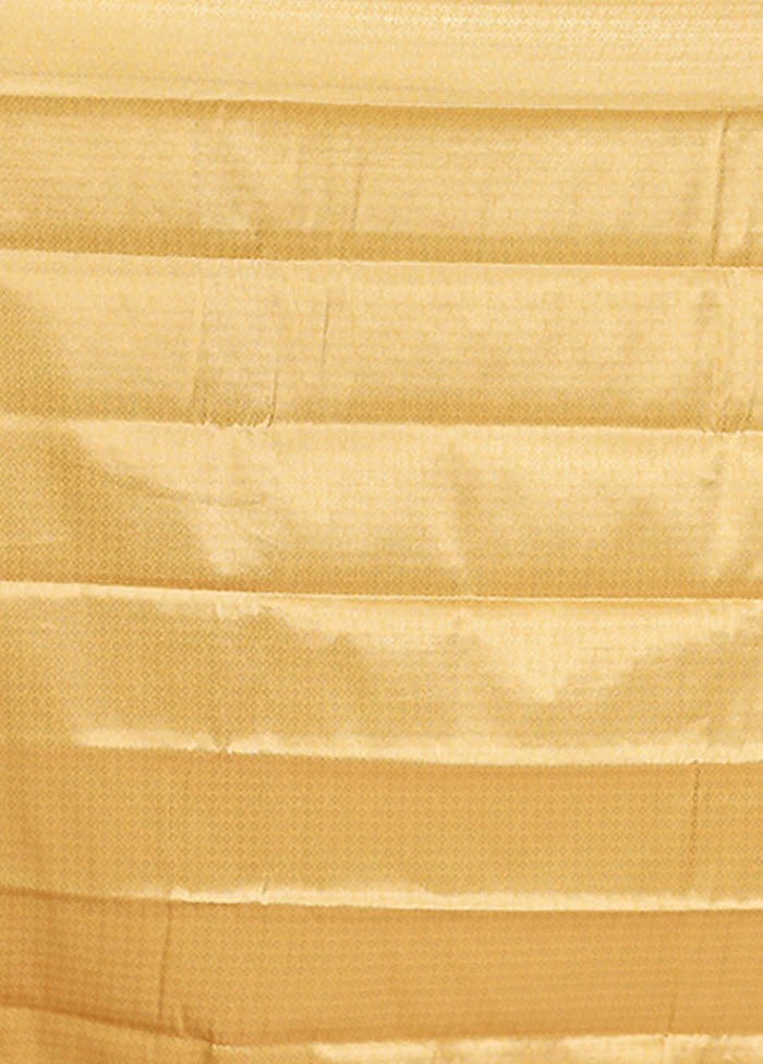 Yellow Kanjivaram Silk Saree With Blouse Piece - Image 5