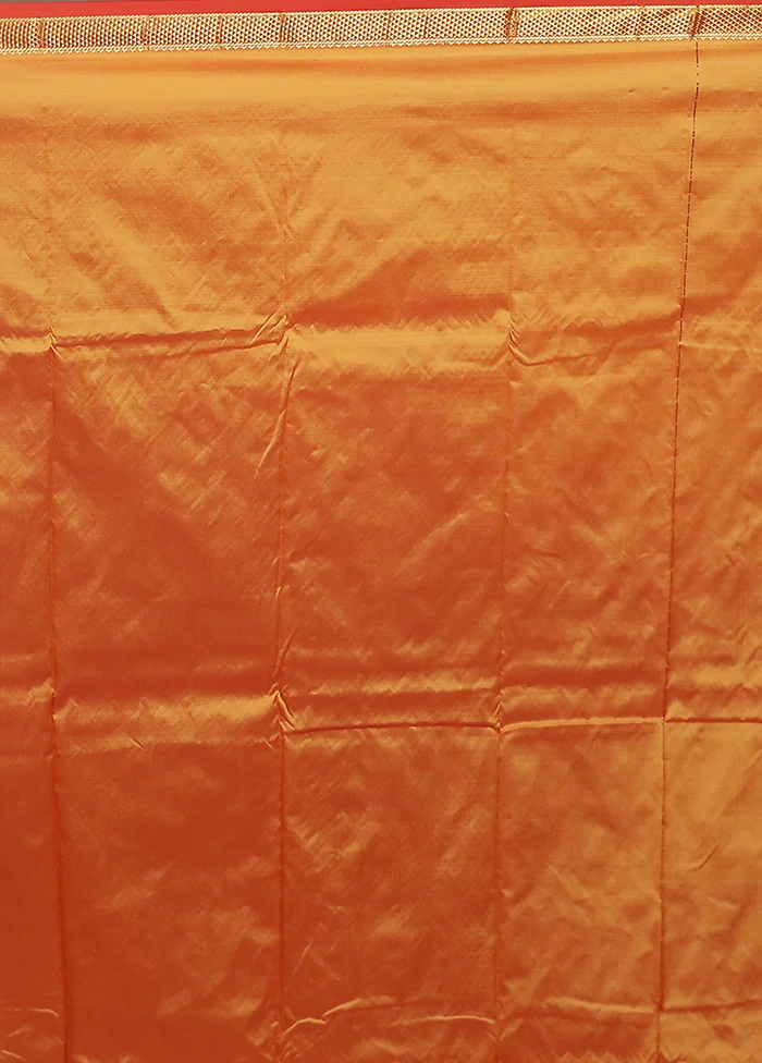 Yellow Kanjivaram Silk Saree With Blouse Piece - Image 5
