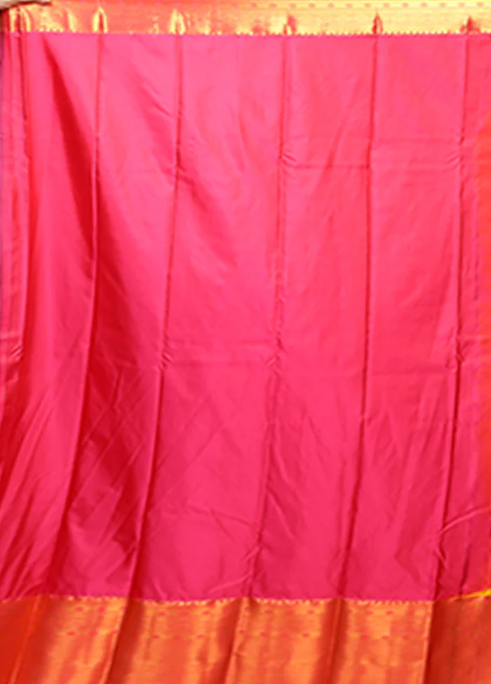 Yellow Kanjivaram Silk Saree With Blouse Piece - Image 5