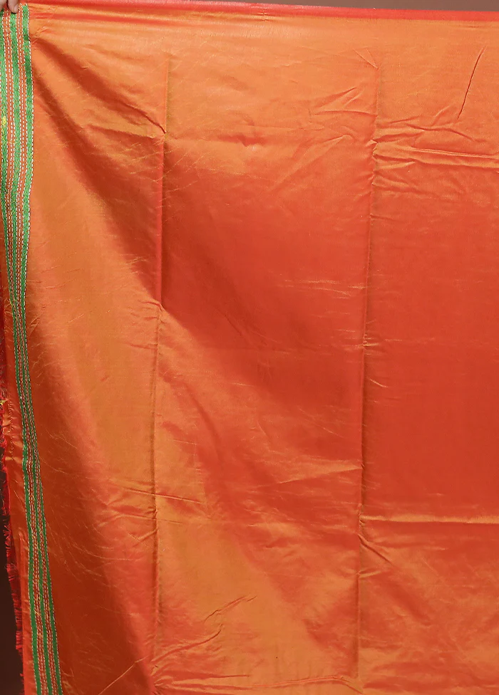 Yellow Kantha Stitch Silk Saree With Blouse Piece - Image 5