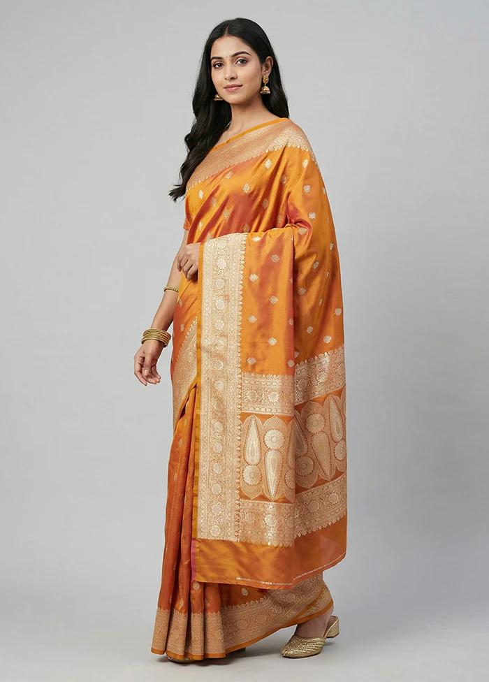 Yellow Katan Silk Saree With Blouse Piece