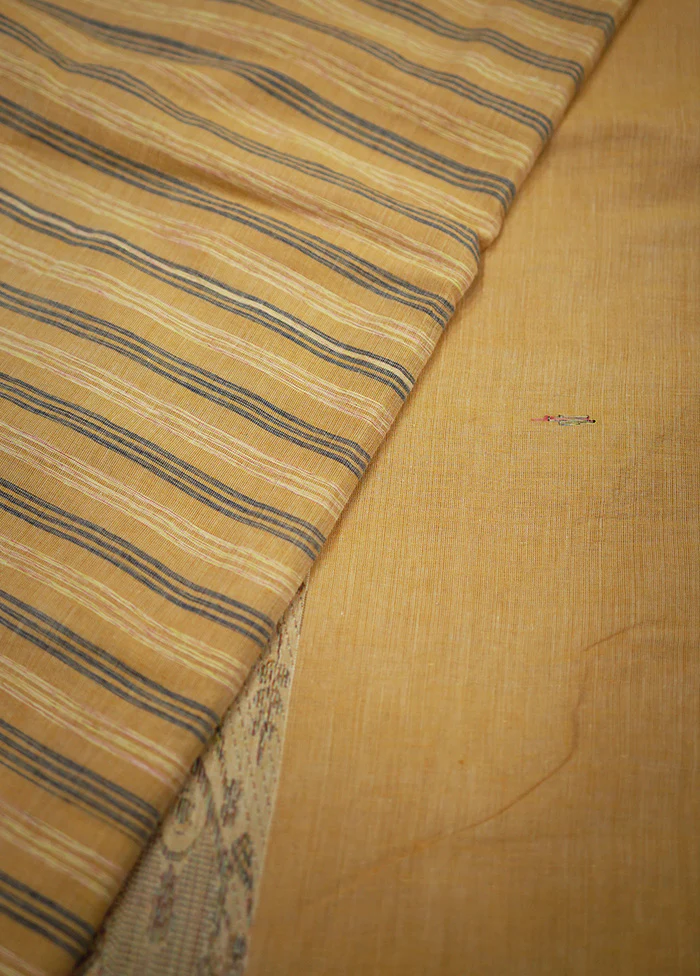 Yellow Cotton Saree With Blouse Piece - Image 2
