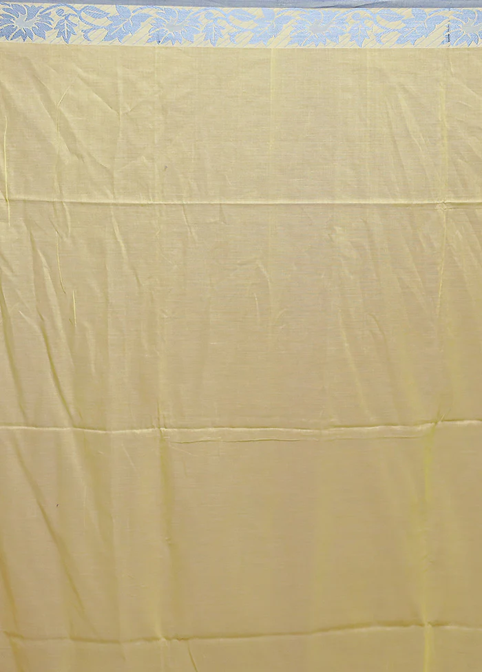 Yellow Cotton Saree With Blouse Piece - Image 5