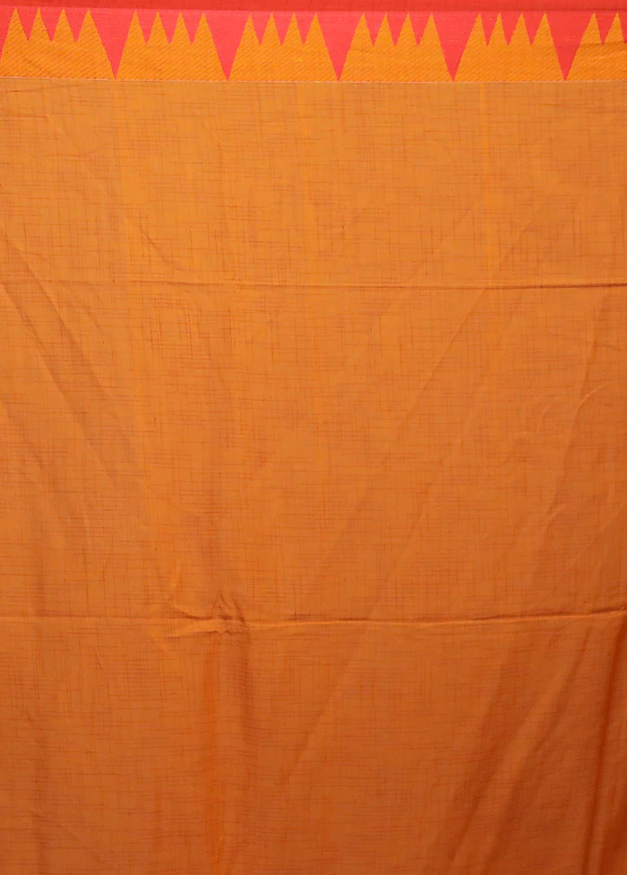 Yellow Cotton Saree With Blouse Piece - Image 5