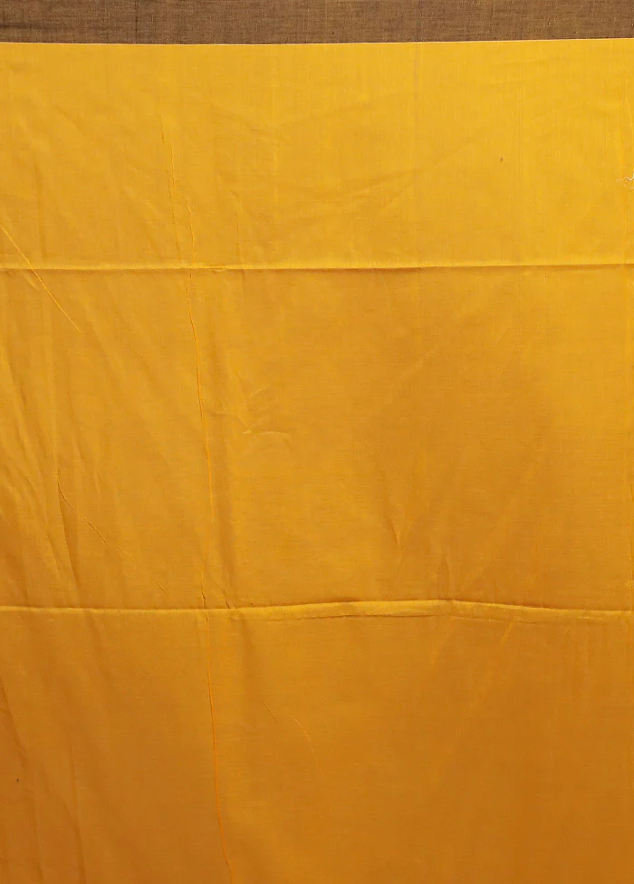 Yellow Cotton Saree With Blouse Piece - Image 5