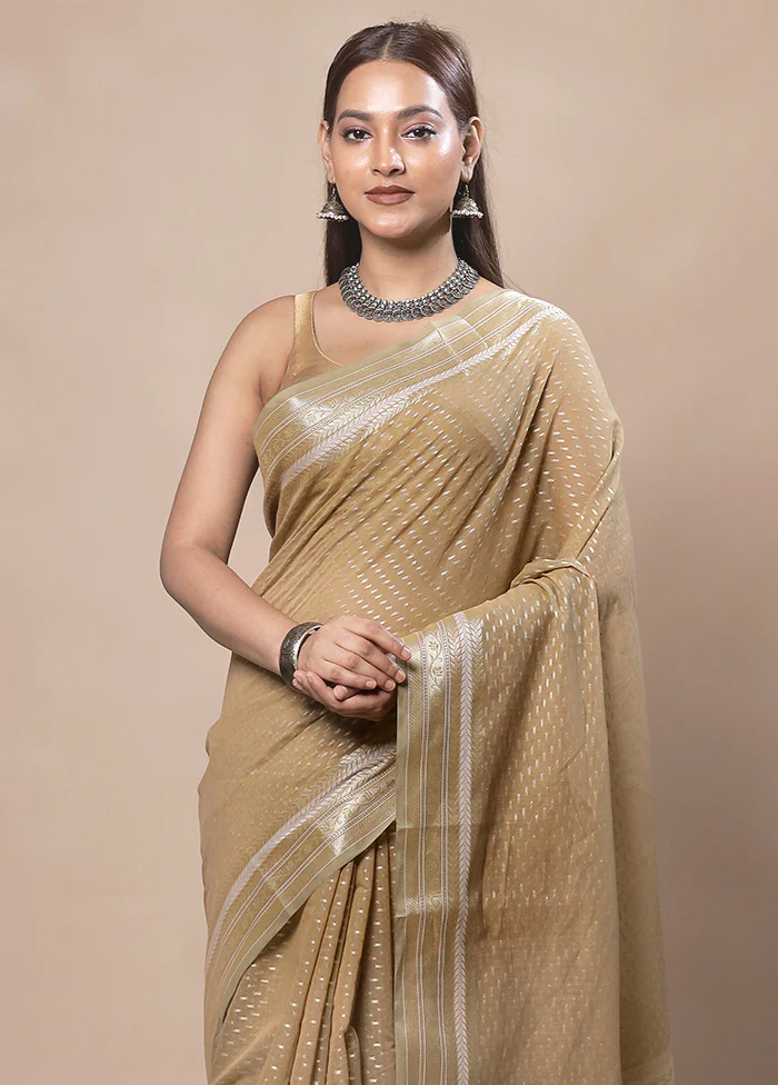 Yellow Kora Silk Saree With Blouse Piece