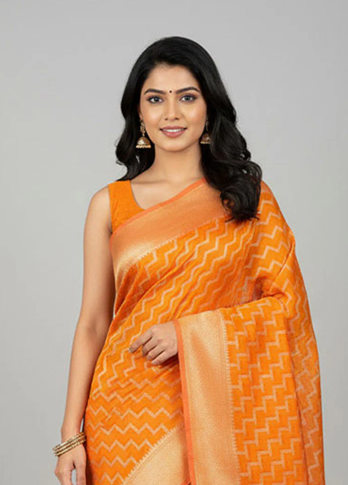 Yellow Kora Silk Saree With Blouse Piece - Image 2