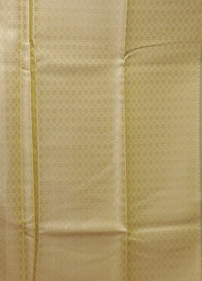 Yellow Kora Silk Saree With Blouse Piece - Image 5