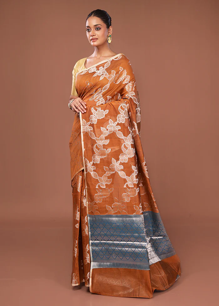 Yellow Kora Silk Saree With Blouse Piece - Image 4