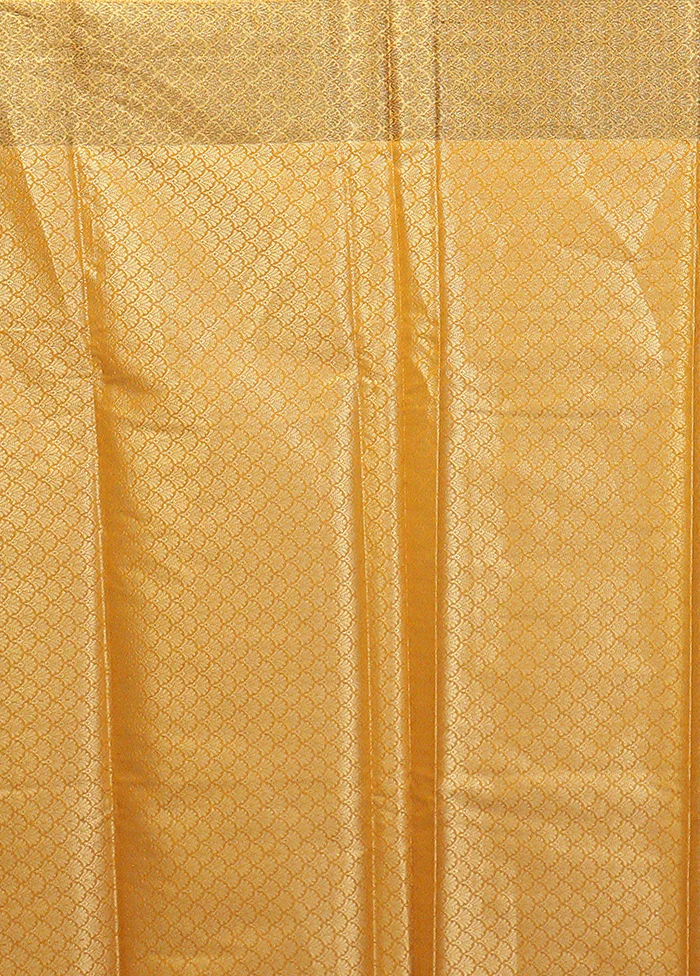 Yellow Kora Silk Saree With Blouse Piece - Image 5