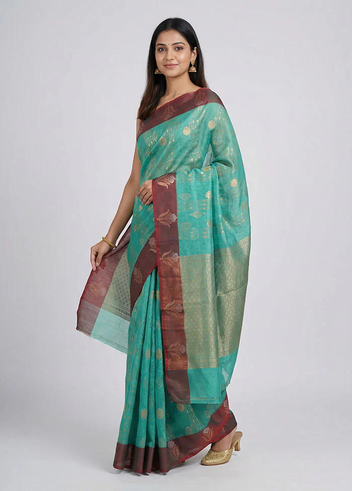 Yellow Kora Silk Saree With Blouse Piece