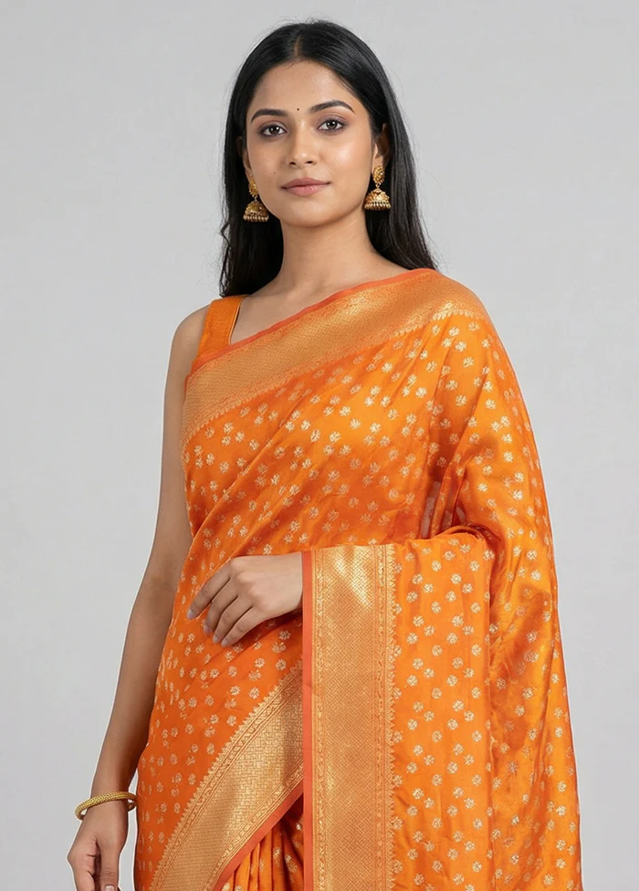 Yellow Kora Silk Saree With Blouse Piece - Image 2