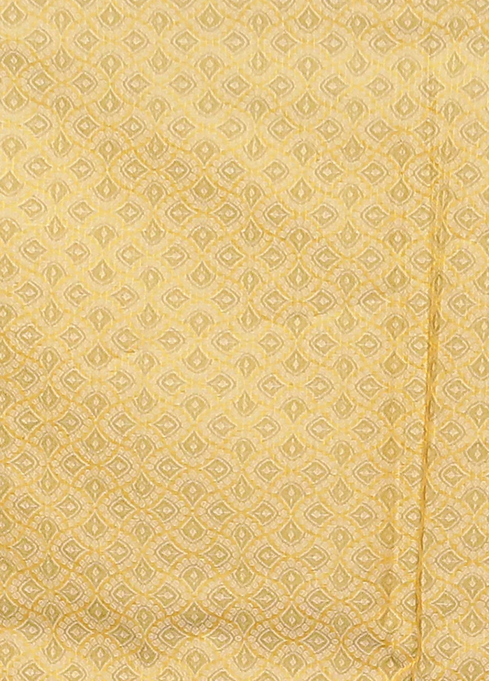 Yellow Kota Cotton Saree With Blouse Piece - Image 5