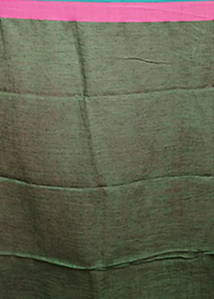 Yellow Linen Silk Saree With Blouse Piece - Image 5