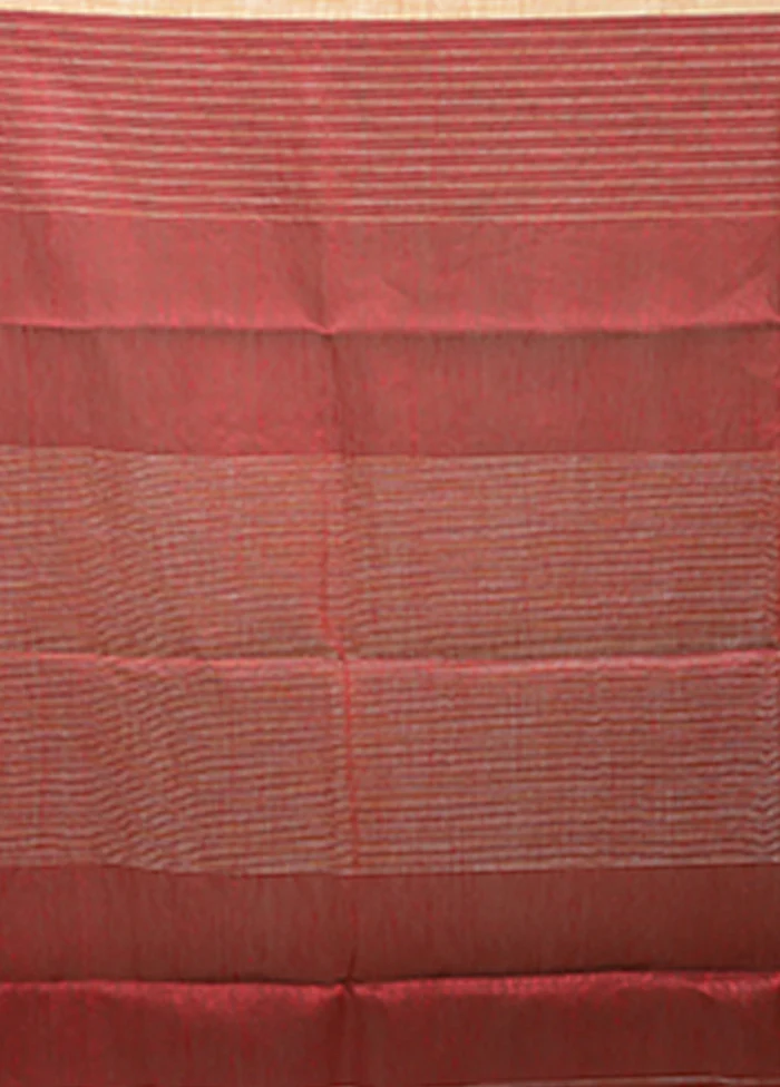 Yellow Linen Silk Saree With Blouse Piece - Image 5