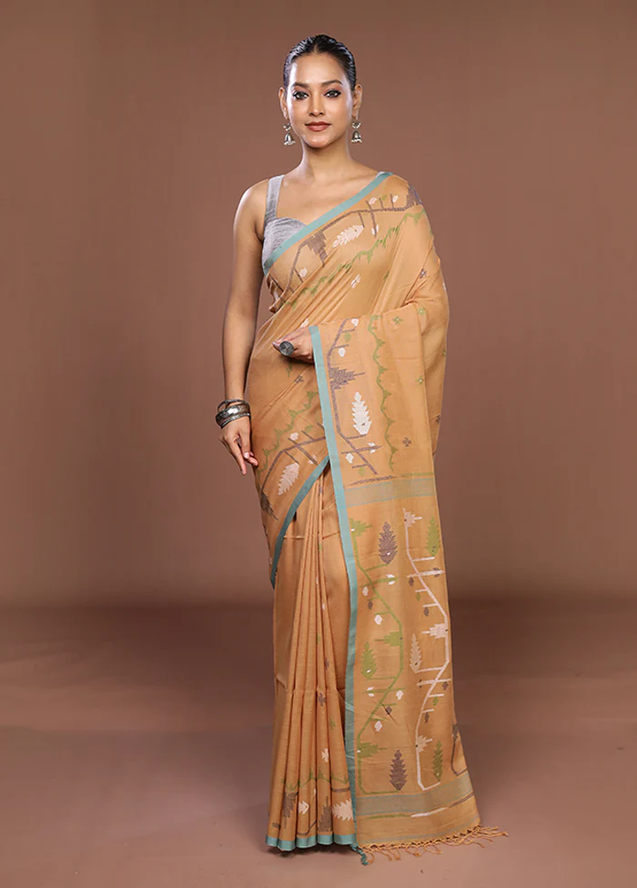 Yellow Matka Silk Saree With Blouse Piece - Image 2