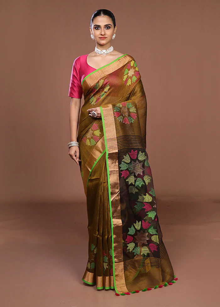 Yellow Matka Silk Saree With Blouse Piece - Image 2