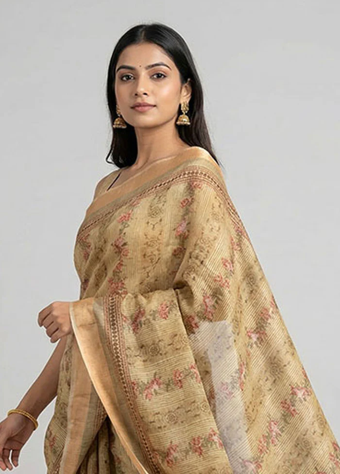 Yellow Organza Saree With Blouse Piece - Image 2