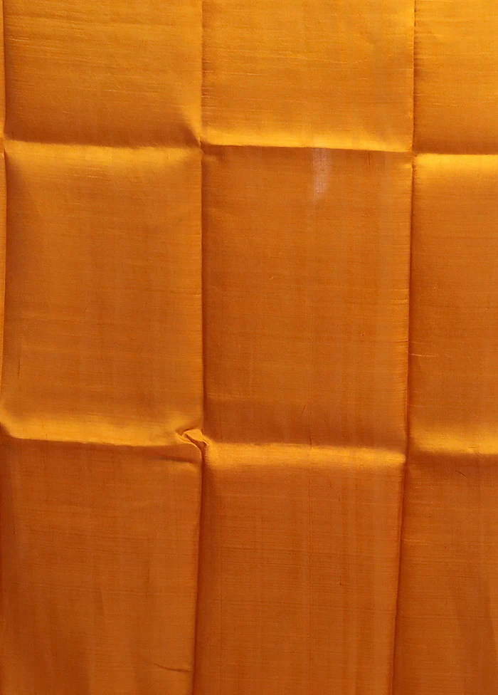 Yellow Printed Silk Saree Without Blouse Piece - Image 5