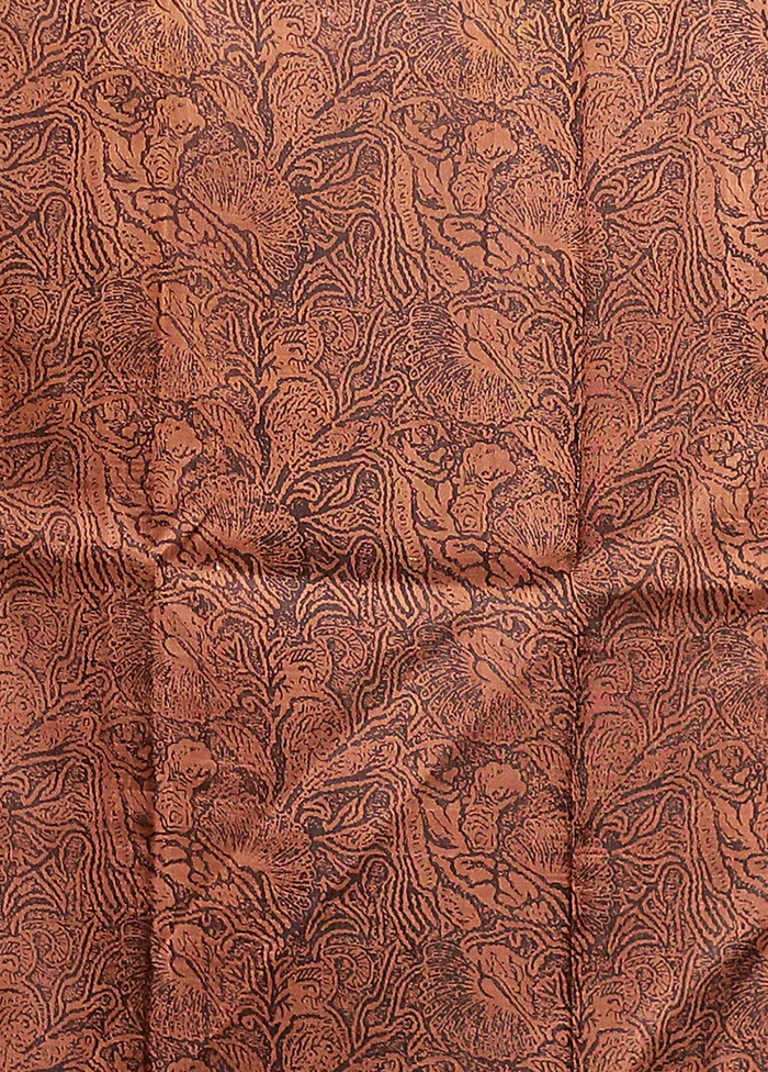 Yellow Printed Silk Saree Without Blouse Piece - Image 5