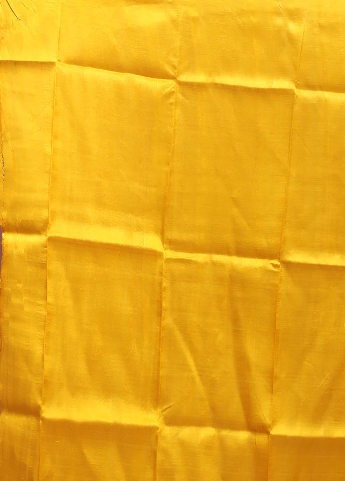 Yellow Printed Pure Silk Saree Without Blouse Piece - Image 5