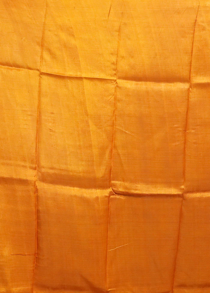 Yellow Printed Silk Saree Without Blouse Piece - Image 5