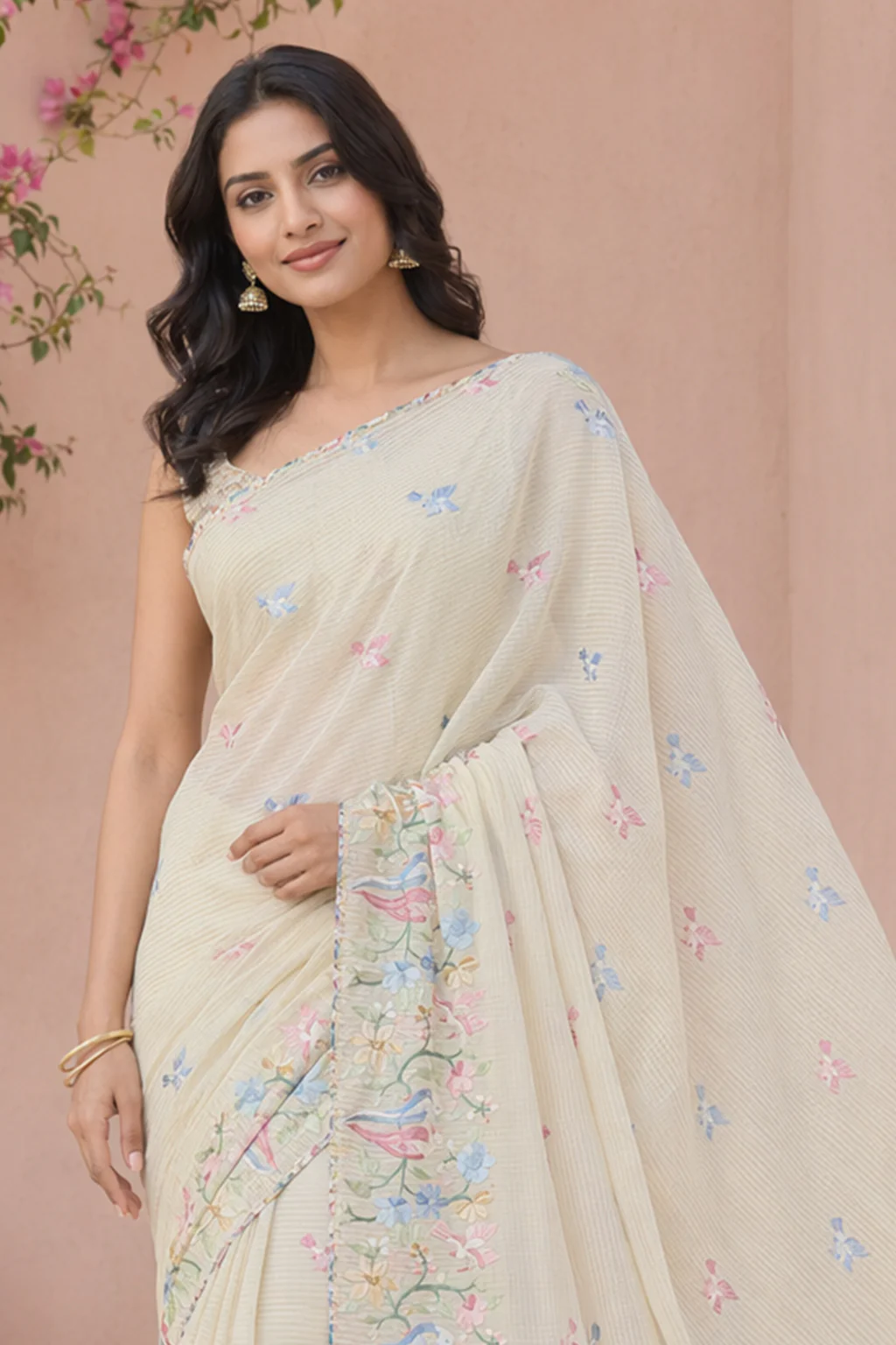 Yellow Pure Cotton Saree With Blouse Piece - Image 2