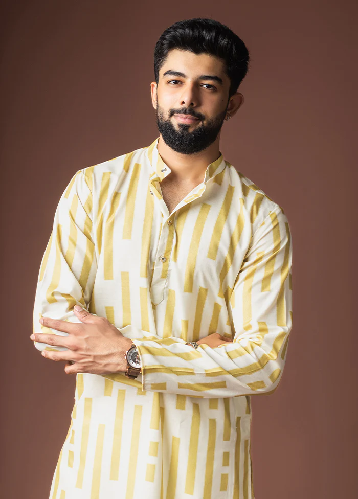 Yellow Silk Kurta & Pajama Set - Image 2