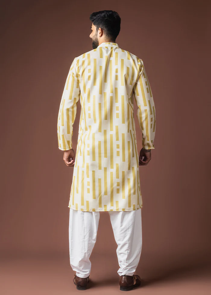 Yellow Silk Kurta & Pajama Set - Image 3