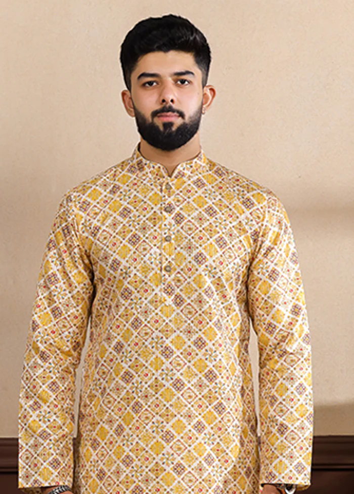 Yellow Silk Kurta & Pajama Set - Image 2