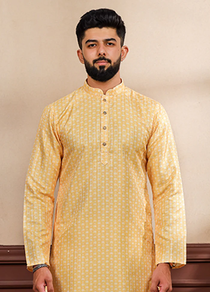 Yellow Silk Kurta & Pajama Set - Image 2