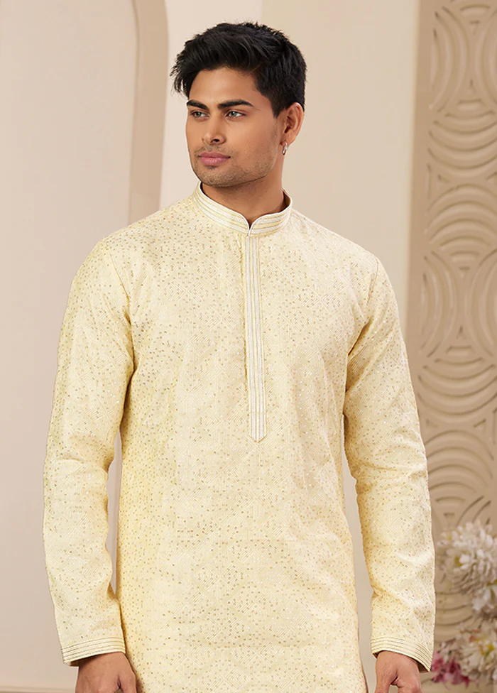Yellow Silk Kurta & Pajama Set - Image 2