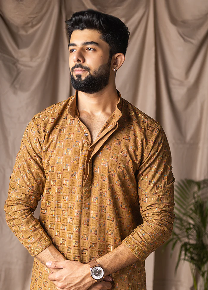 Yellow Silk Kurta & Pajama Set - Image 2