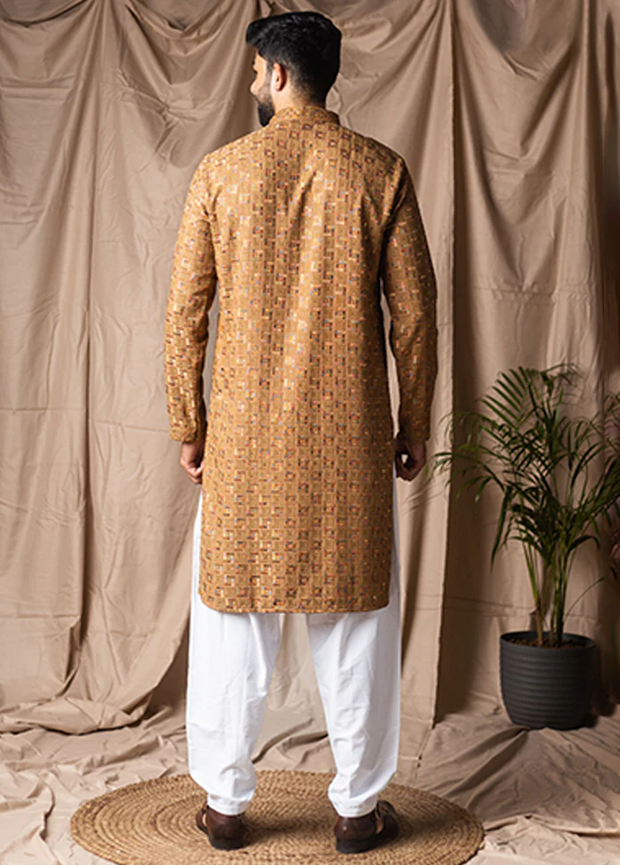 Yellow Silk Kurta & Pajama Set - Image 3