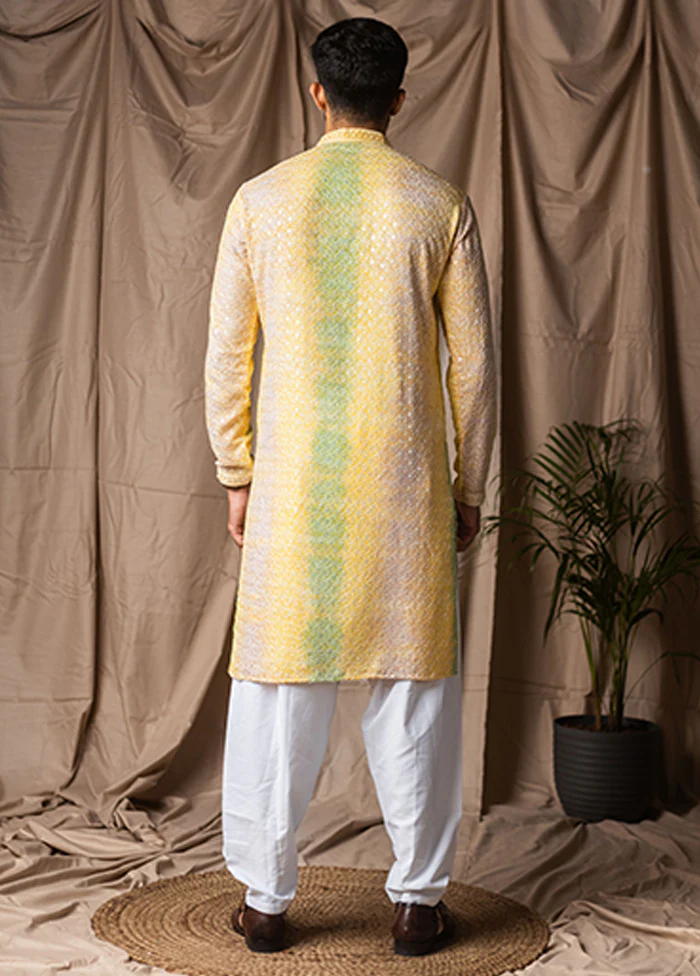 Yellow Silk Kurta & Pajama Set - Image 3