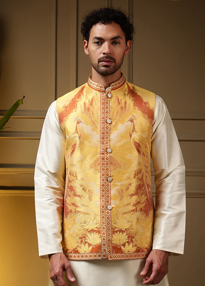 Yellow Silk Kurta & Pajama Set - Image 2