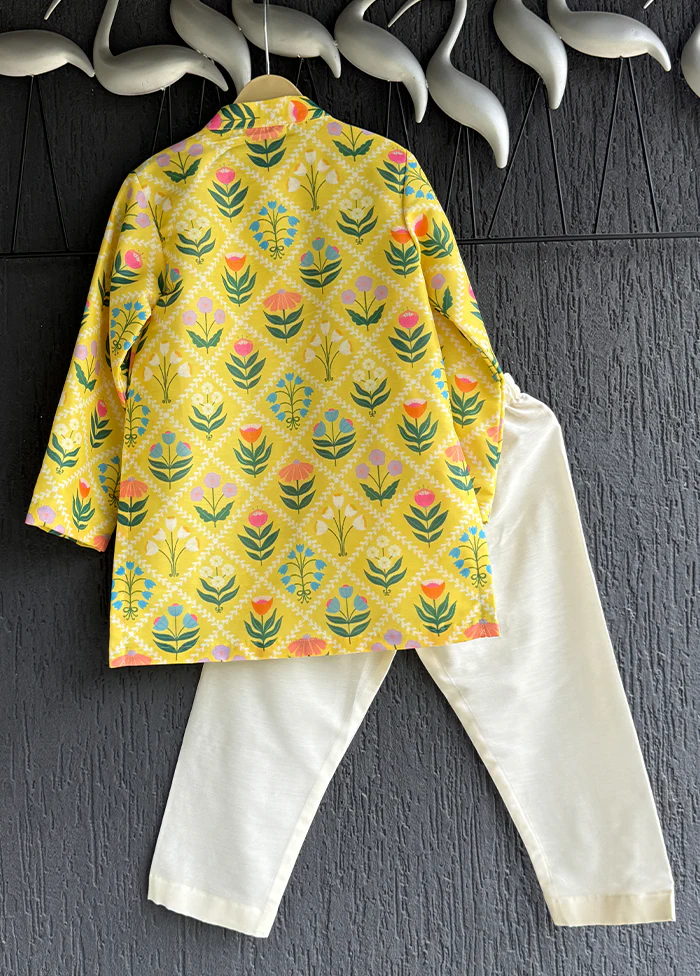 Yellow Silk Kurta & Pajama Set - Image 3