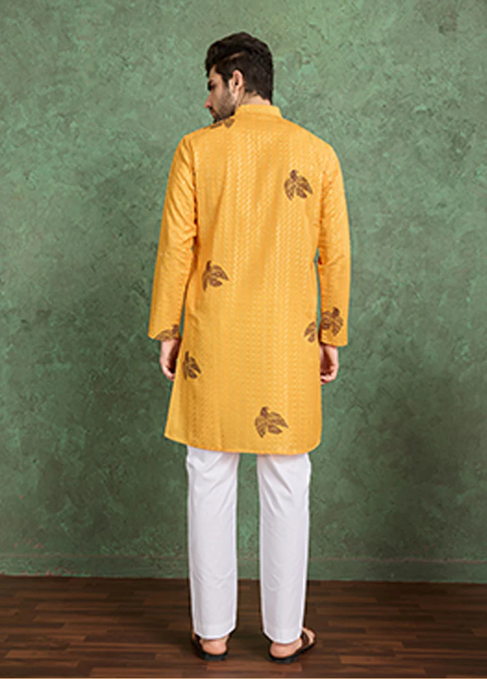 Yellow Silk Kurta - Image 3