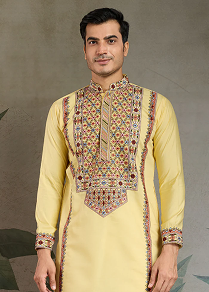 Yellow Silk Kurta - Image 2