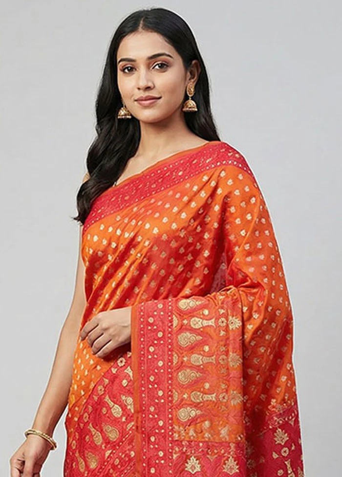 Yellow Tanchoi Silk Saree With Blouse Piece - Image 2