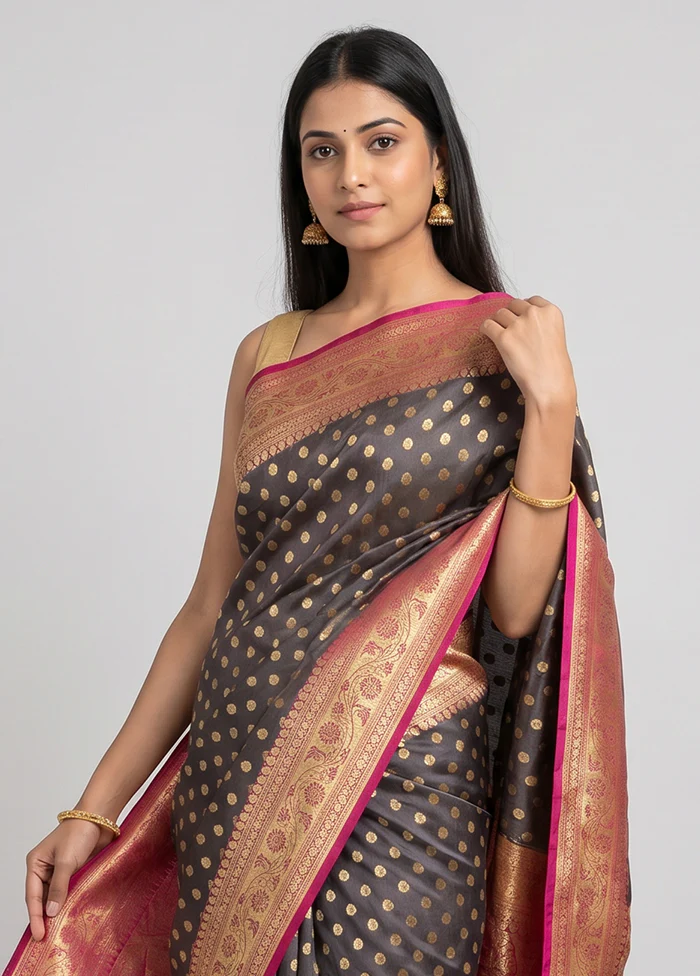 Yellow Tanchoi Silk Saree With Blouse Piece - Image 2