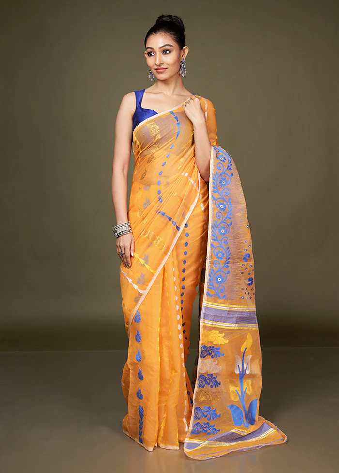 Yellow Tant Cotton Saree Without Blouse Piece - Image 2