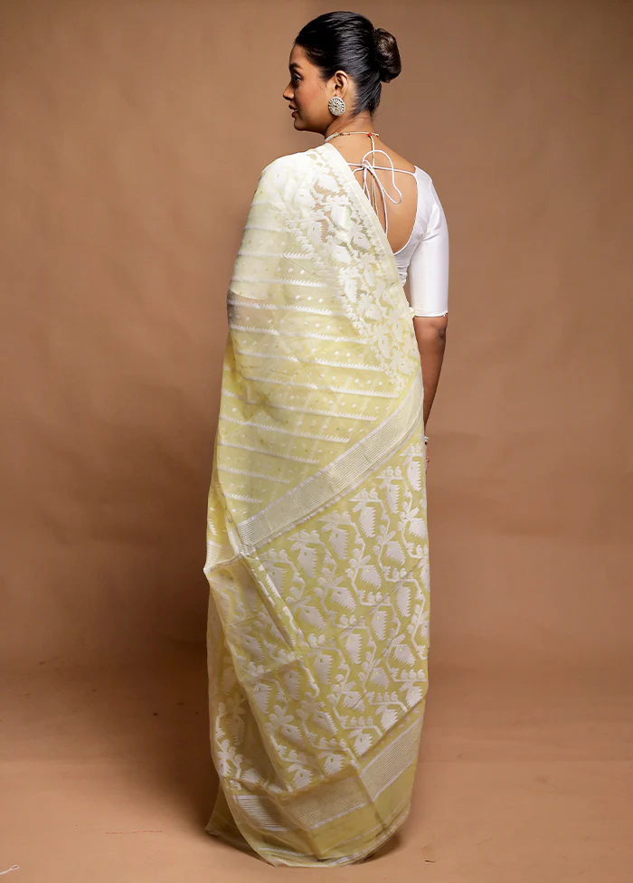 Yellow Tant Jamdani Saree Without Blouse Piece - Image 3