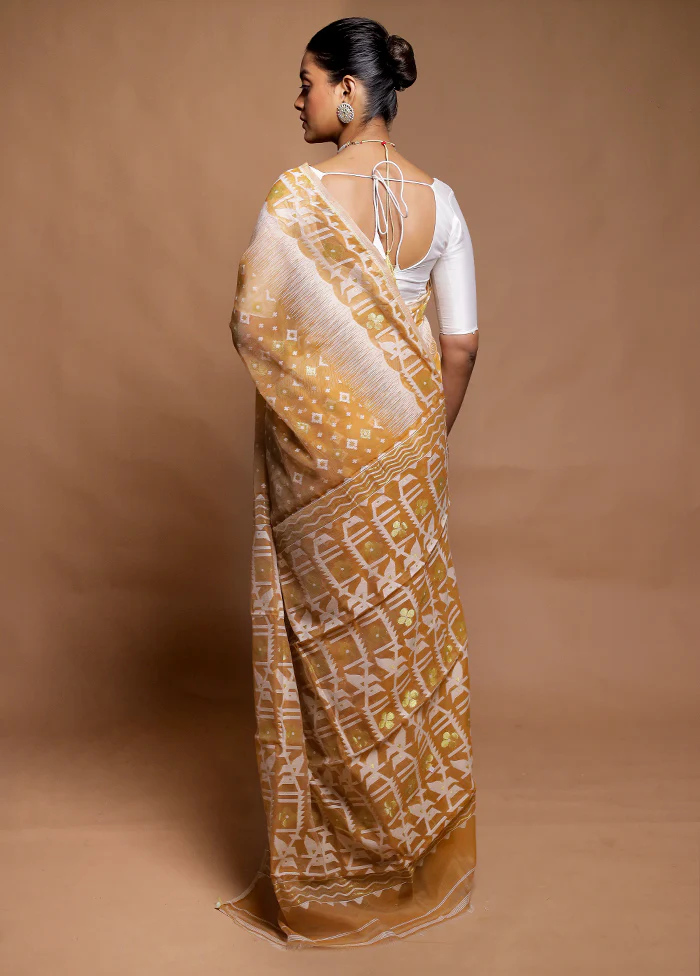 Yellow Tant Jamdani Saree Without Blouse Piece - Image 3